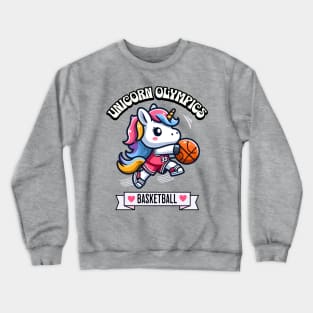 Basketball Unicorn Olympics 🏀🦄 - Slam Dunk Cuteness! Crewneck Sweatshirt